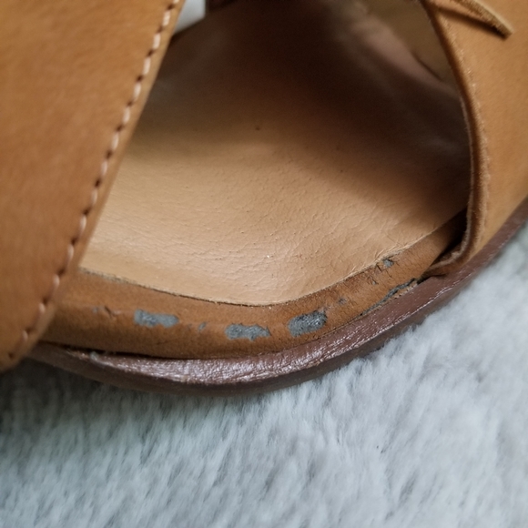 LUCKY BRAND Leesha Leather Fringe Strap Block Heel Sandal Brown Sugar Si… - Picture 11 of 12